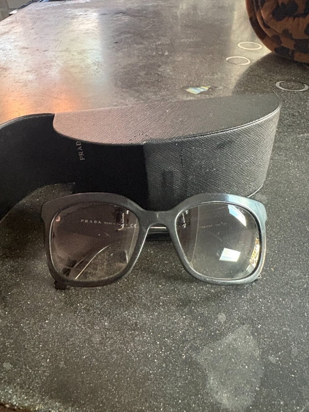Prada SPR 24G Black Oversized Square Sunglasses with Case